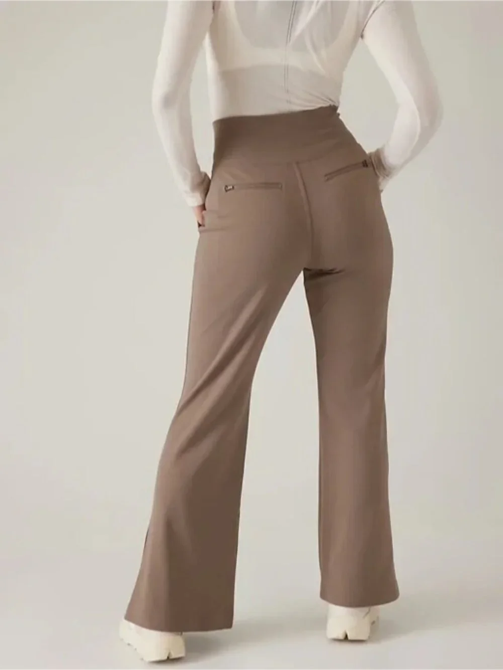 Athleta Venice Flare Pants in Pyrite Brown sz S Tall 34" Inseam - Picture 4 of 14